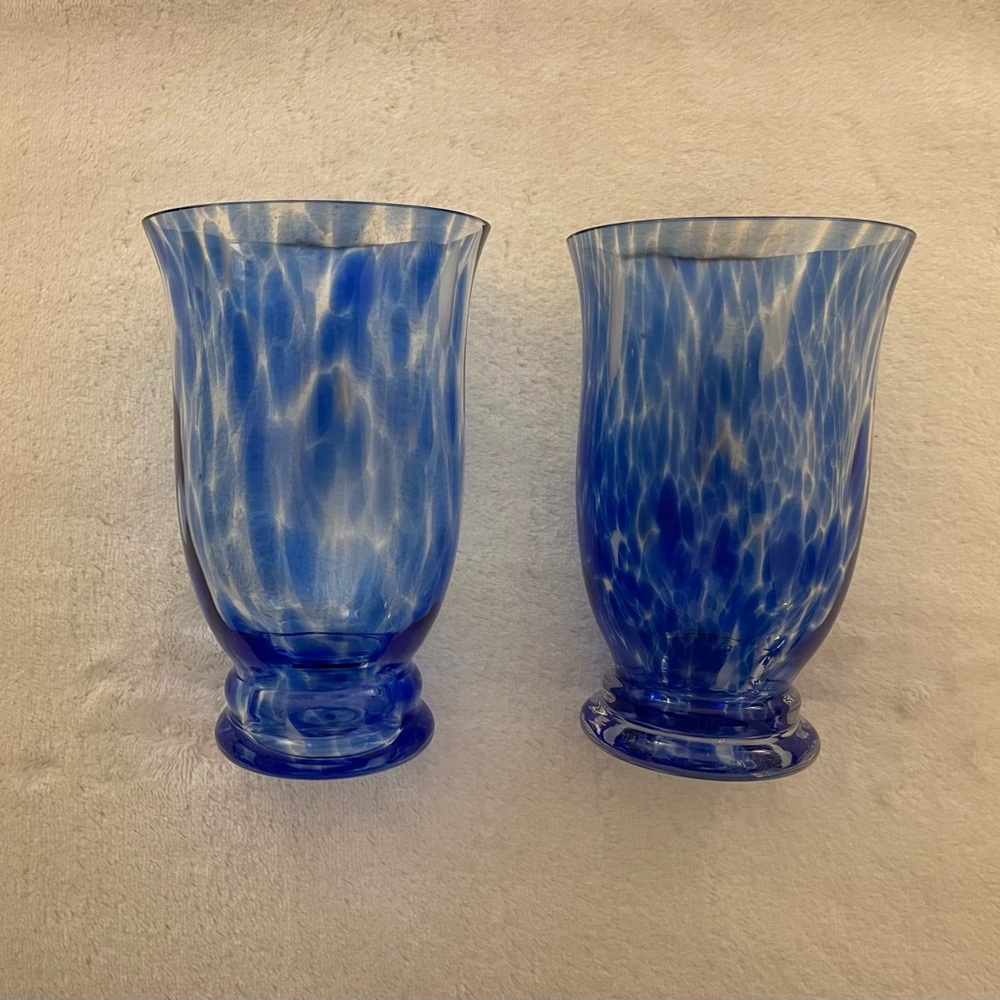 Vintage "Moroccan Capri" Glass Flared Vases w/tulip rim
